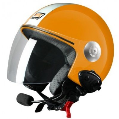 Шлем (открытый со стеклом) Origine Pronto Tony оранжевый белый глянцевый